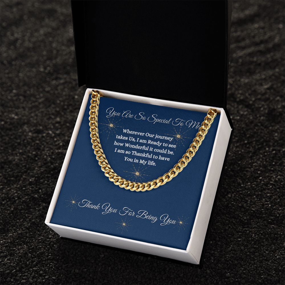 YOU ARE SO SPECIAL TO ME - UNISEX - CUBAN LINK CHAIN - (BLUE)
