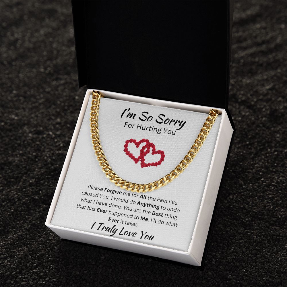 I'M SO SORRY - CUBAN LINK UNISEX CHAIN - (WHITE)