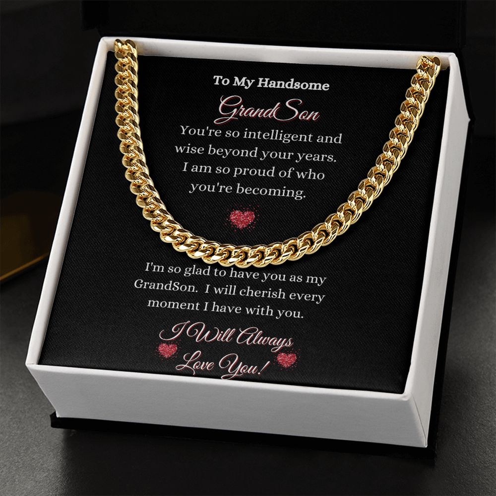 GRANDSON- CUBAN LINK CHAIN UNISEX NECKLACE - (BLK)