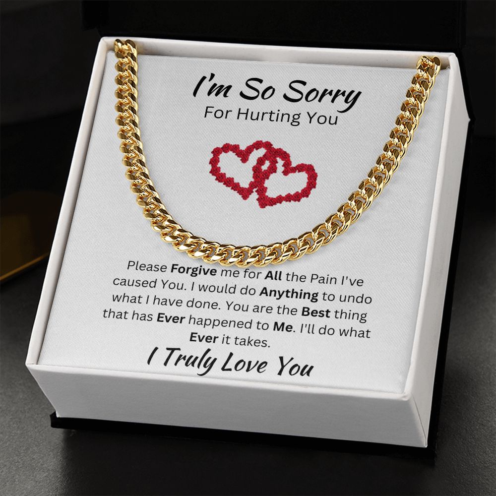 I'M SO SORRY - CUBAN LINK UNISEX CHAIN - (WHITE)