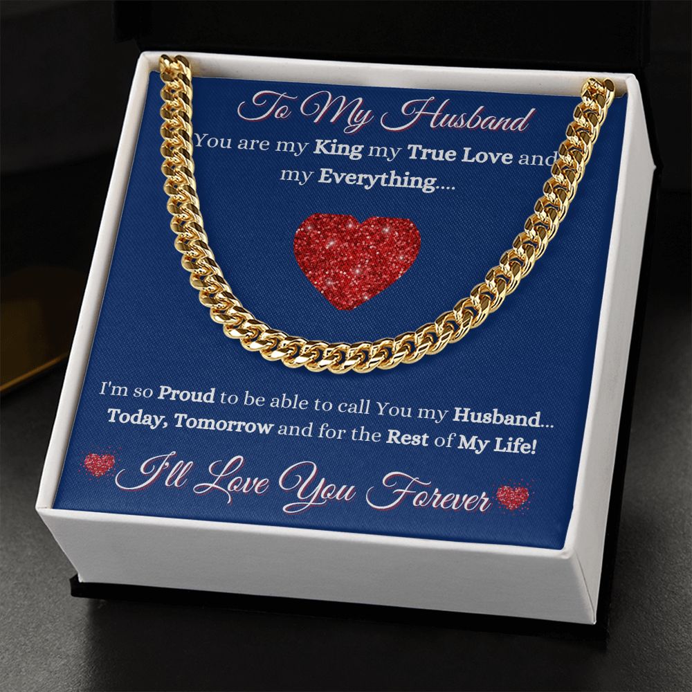 HUSBAND - TO MY HUSBAND - CUBAN LINK CHAIN - (BLUE)