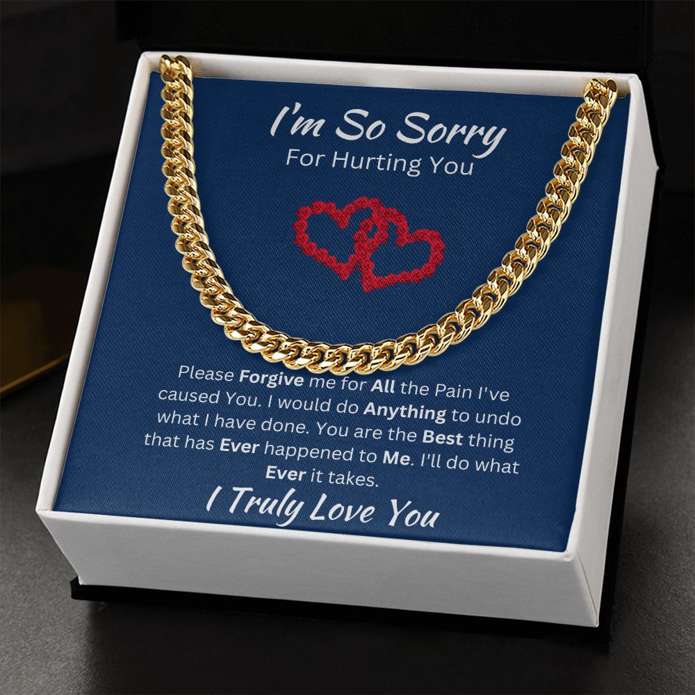 I'M SO SORRY - CUBAN LINK UNISEX CHAIN - (BLUE)