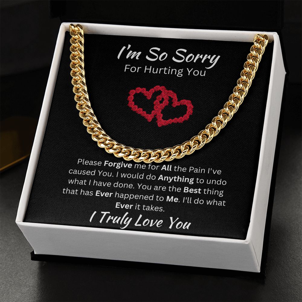 I'M SO SORRY - CUBAN LINK UNISEX CHAIN - (BLK)