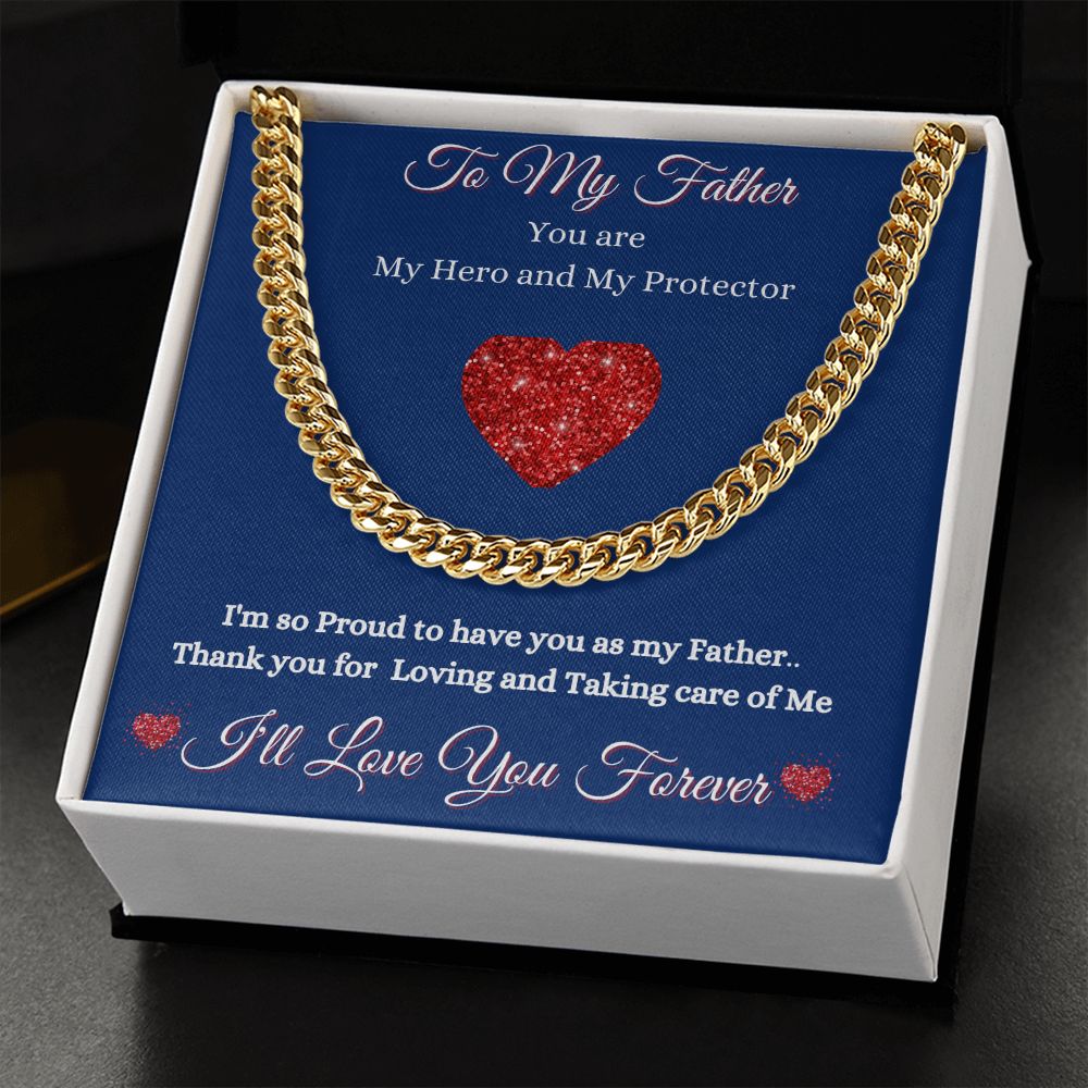 FATHER - TO MY FATHER - CUBAN LINK CHAIN - (BLUE)
