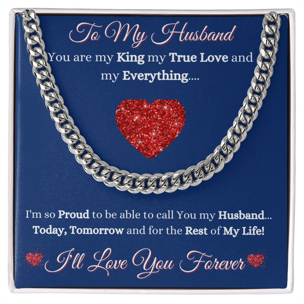 HUSBAND - TO MY HUSBAND - CUBAN LINK CHAIN - (BLUE)
