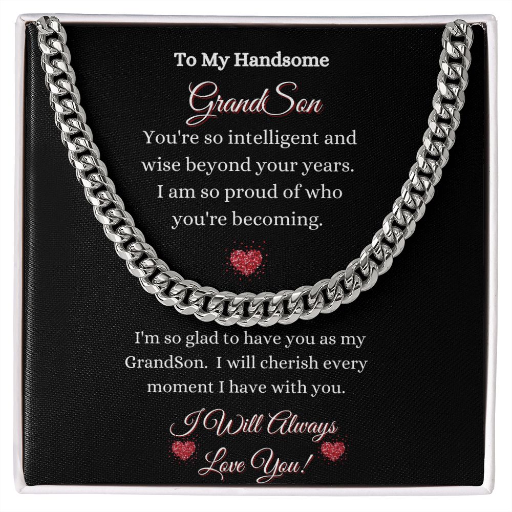 GRANDSON- CUBAN LINK CHAIN UNISEX NECKLACE - (BLK)