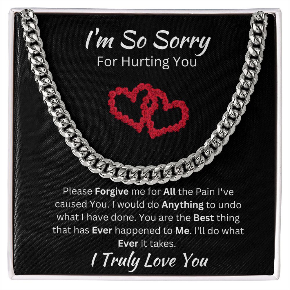 I'M SO SORRY - CUBAN LINK UNISEX CHAIN - (BLK)