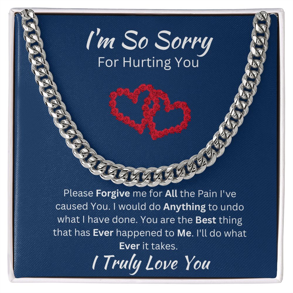 I'M SO SORRY - CUBAN LINK UNISEX CHAIN - (BLUE)