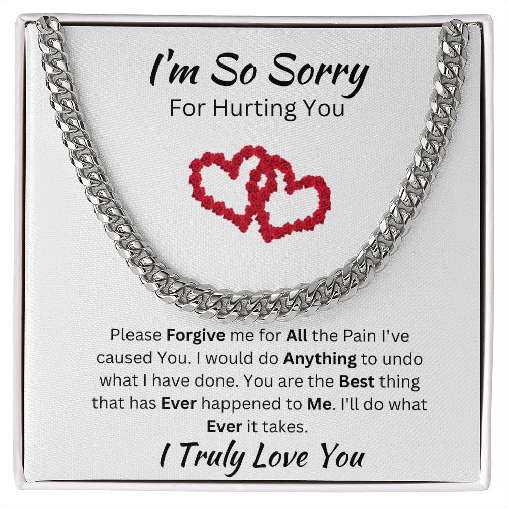 I'M SO SORRY - CUBAN LINK UNISEX CHAIN - (WHITE)
