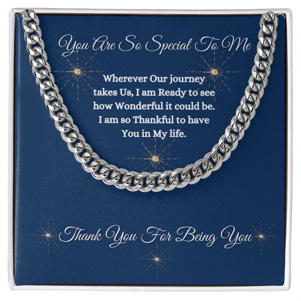YOU ARE SO SPECIAL TO ME - UNISEX - CUBAN LINK CHAIN - (BLUE)