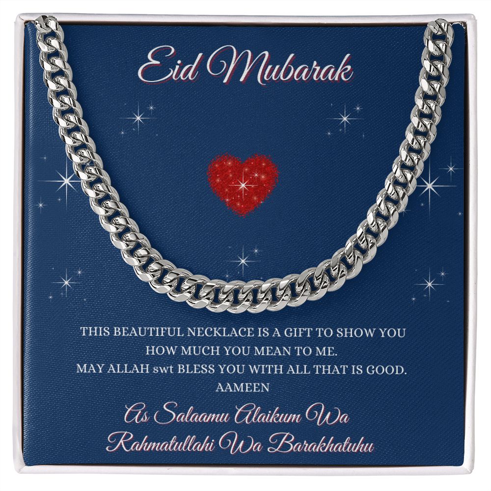 EID MUBARAK - CUBAN LINK CHAIN - LIGHT BOX IMAGE - BLUE
