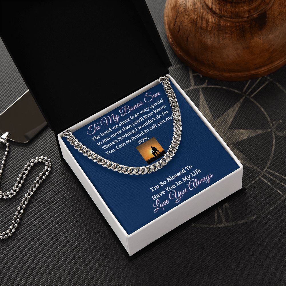 BONUS SON - CUBAN LINK CHAIN - (BLUE)