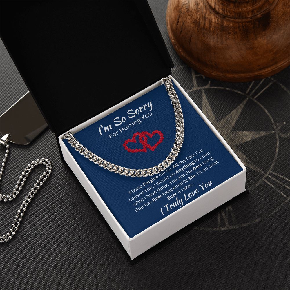 I'M SO SORRY - CUBAN LINK UNISEX CHAIN - (BLUE)