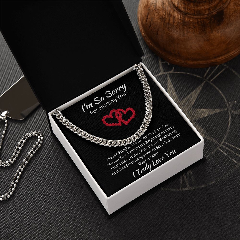 I'M SO SORRY - CUBAN LINK UNISEX CHAIN - (BLK)
