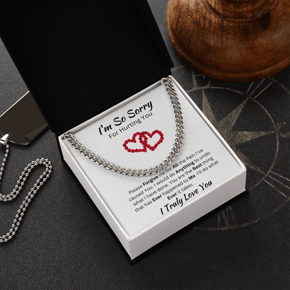 I'M SO SORRY - CUBAN LINK UNISEX CHAIN - (WHITE)