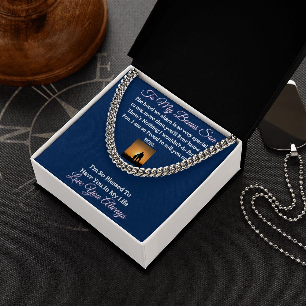 BONUS SON - CUBAN LINK CHAIN - (BLUE)