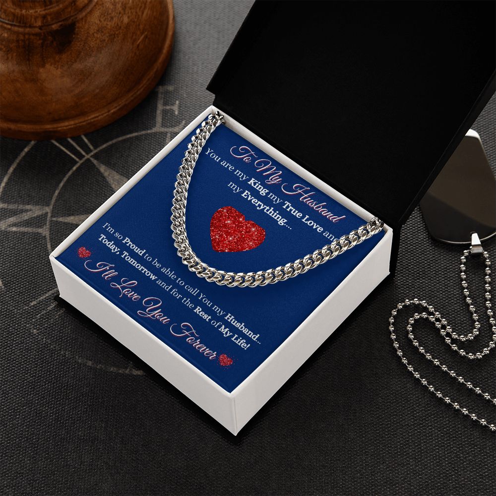 HUSBAND - TO MY HUSBAND - CUBAN LINK CHAIN - (BLUE)