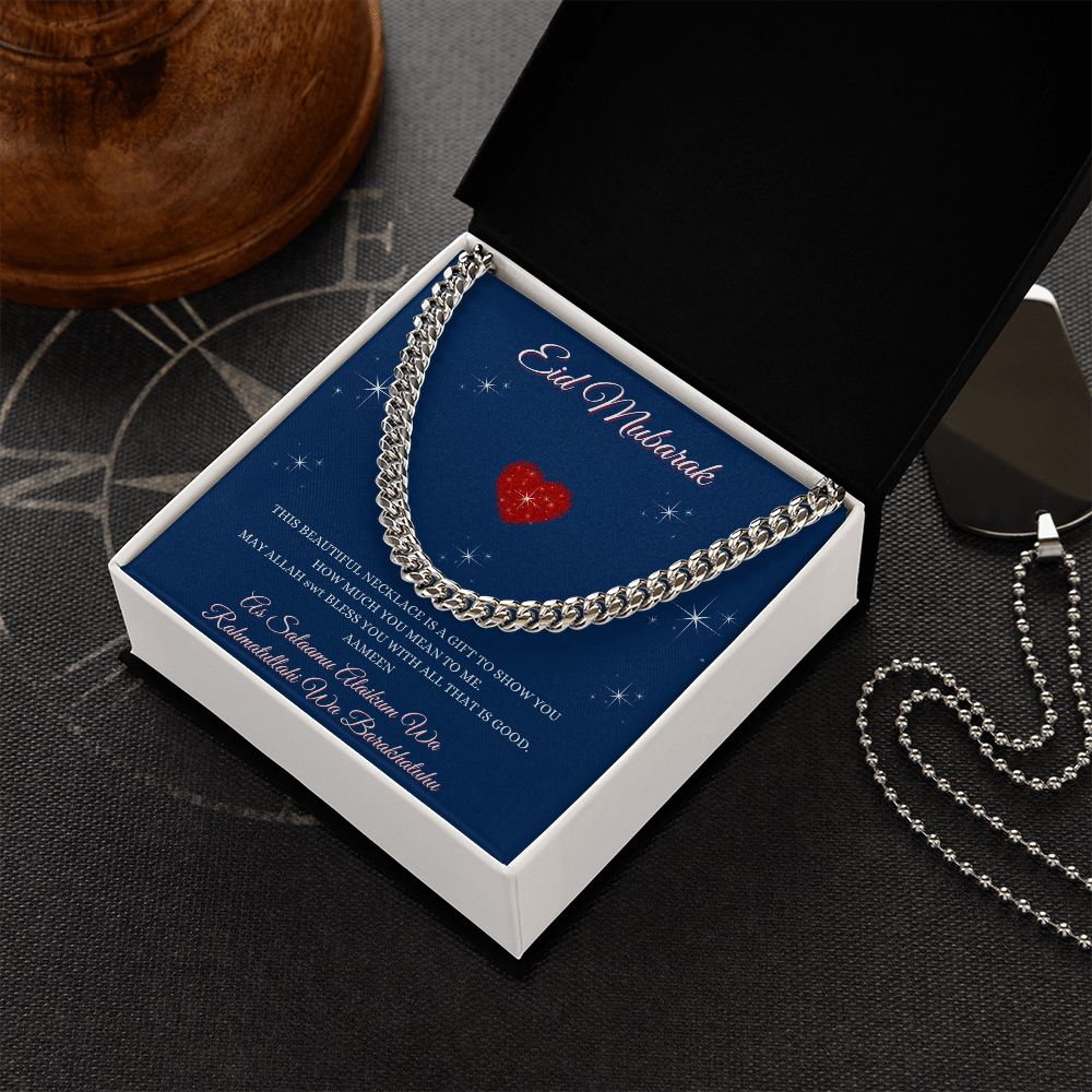 EID MUBARAK - CUBAN LINK CHAIN - LIGHT BOX IMAGE - BLUE