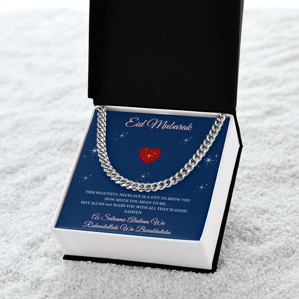 EID MUBARAK - CUBAN LINK CHAIN - LIGHT BOX IMAGE - BLUE
