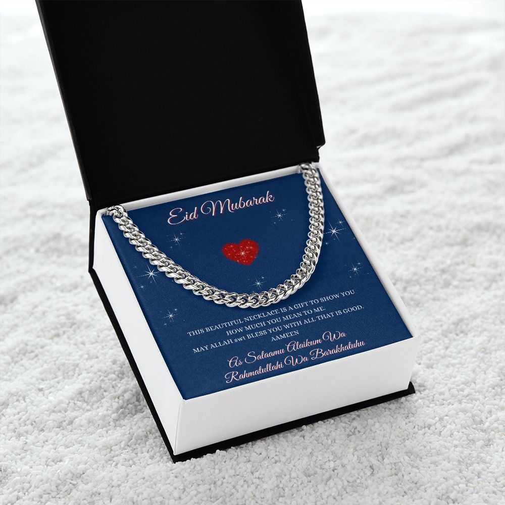 EID MUBARAK - CUBAN LINK CHAIN - LIGHT BOX IMAGE - BLUE