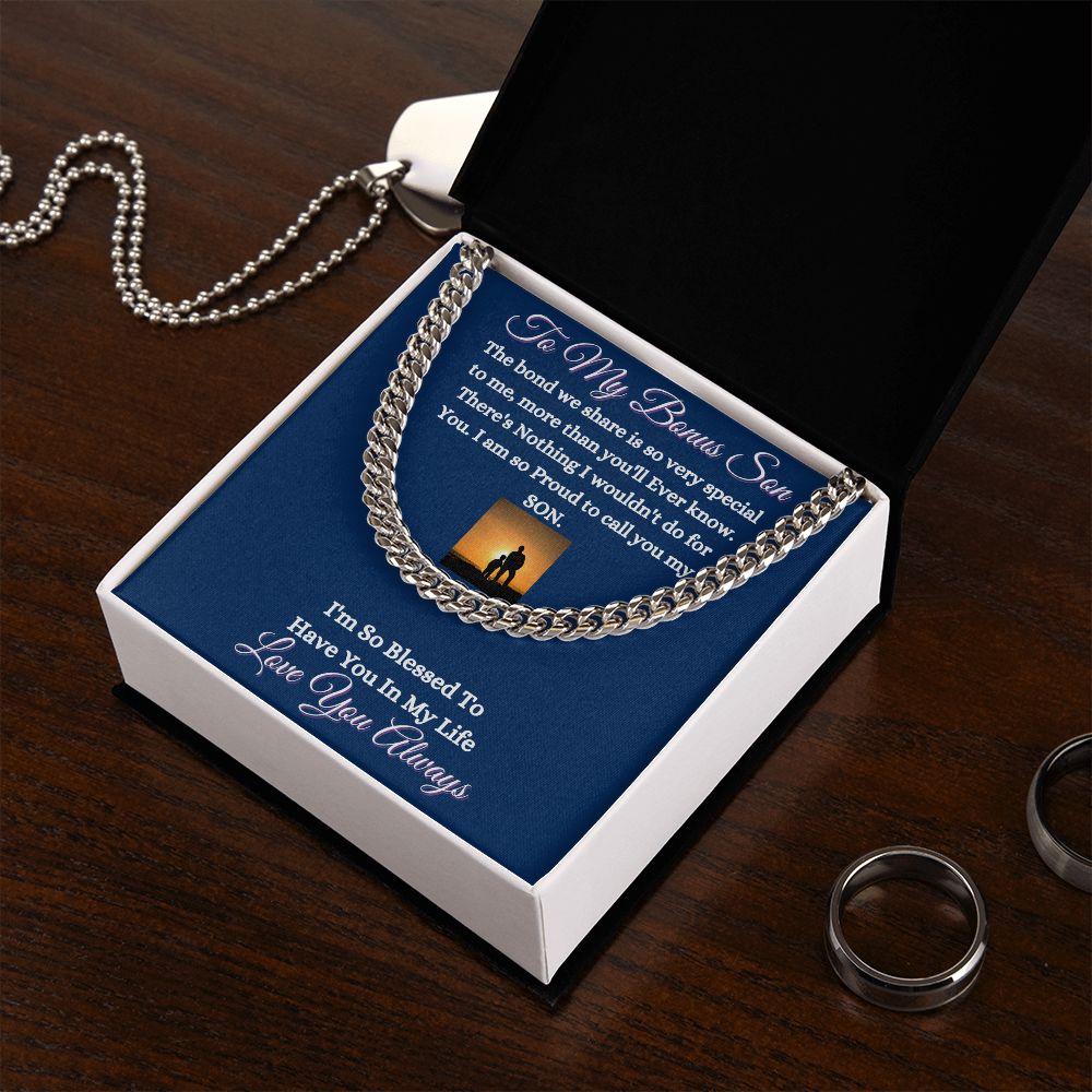 BONUS SON - CUBAN LINK CHAIN - (BLUE)
