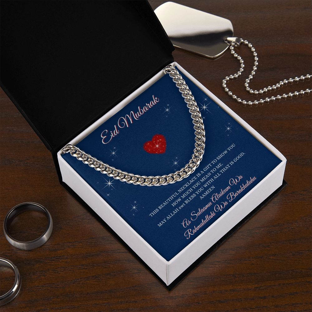 EID MUBARAK - CUBAN LINK CHAIN - LIGHT BOX IMAGE - BLUE