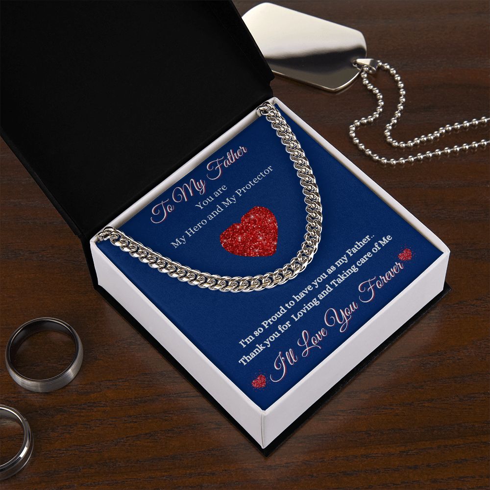 FATHER - TO MY FATHER - CUBAN LINK CHAIN - (BLUE)