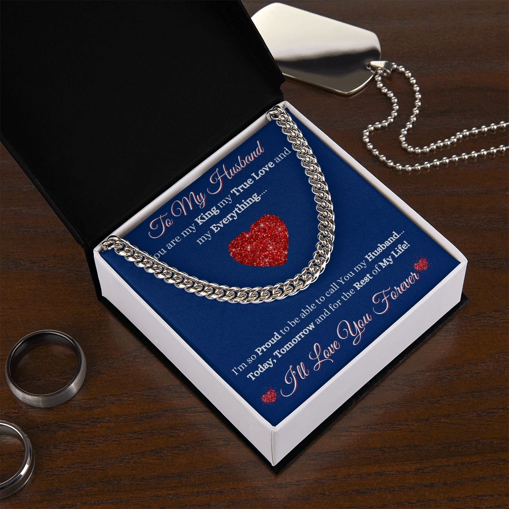 HUSBAND - TO MY HUSBAND - CUBAN LINK CHAIN - (BLUE)