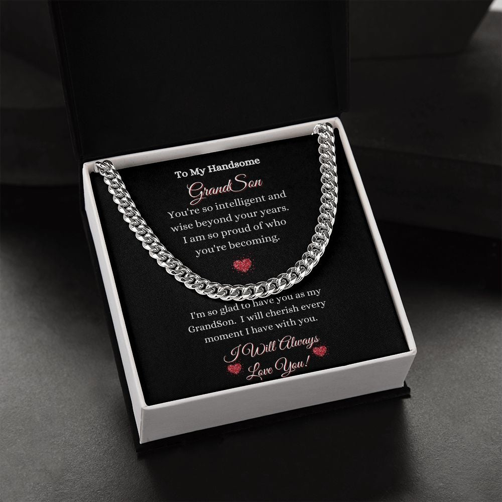 GRANDSON- CUBAN LINK CHAIN UNISEX NECKLACE - (BLK)