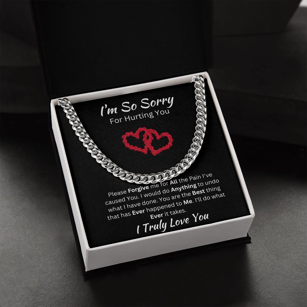 I'M SO SORRY - CUBAN LINK UNISEX CHAIN - (BLK)