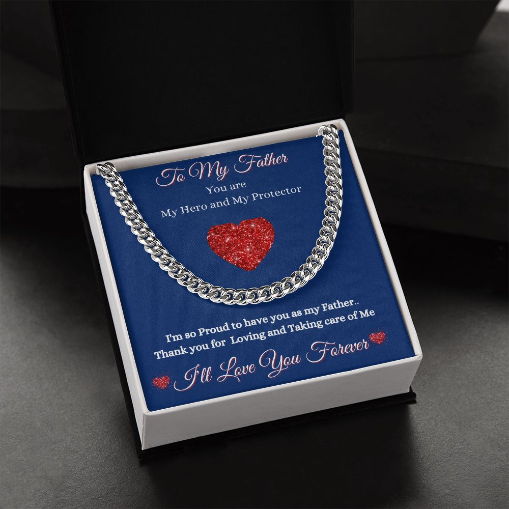 FATHER - TO MY FATHER - CUBAN LINK CHAIN - (BLUE)