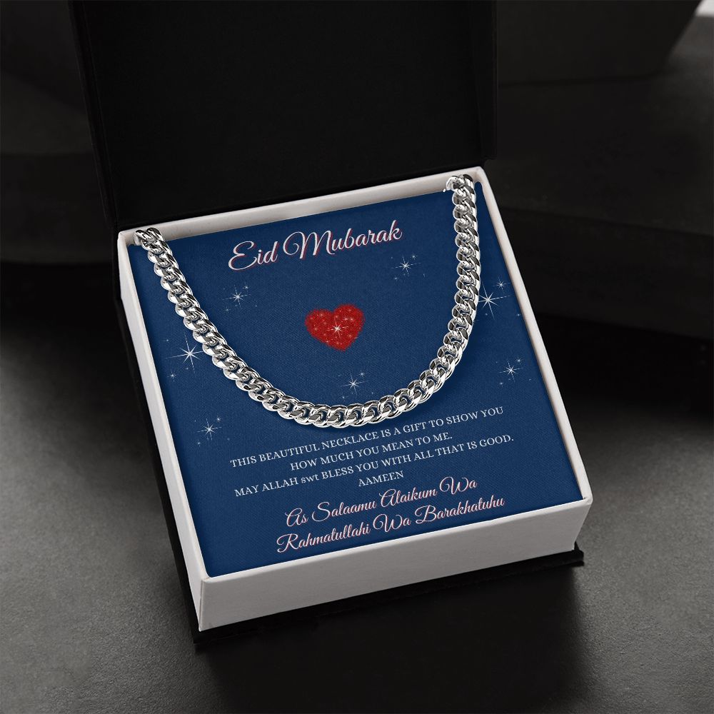 EID MUBARAK - CUBAN LINK CHAIN - LIGHT BOX IMAGE - BLUE