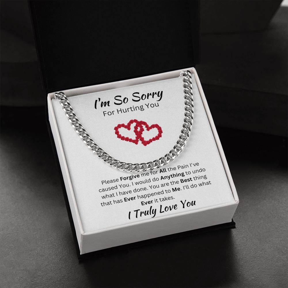 I'M SO SORRY - CUBAN LINK UNISEX CHAIN - (WHITE)