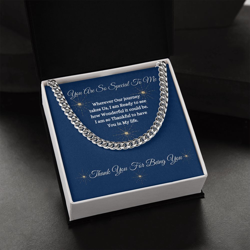 YOU ARE SO SPECIAL TO ME - UNISEX - CUBAN LINK CHAIN - (BLUE)