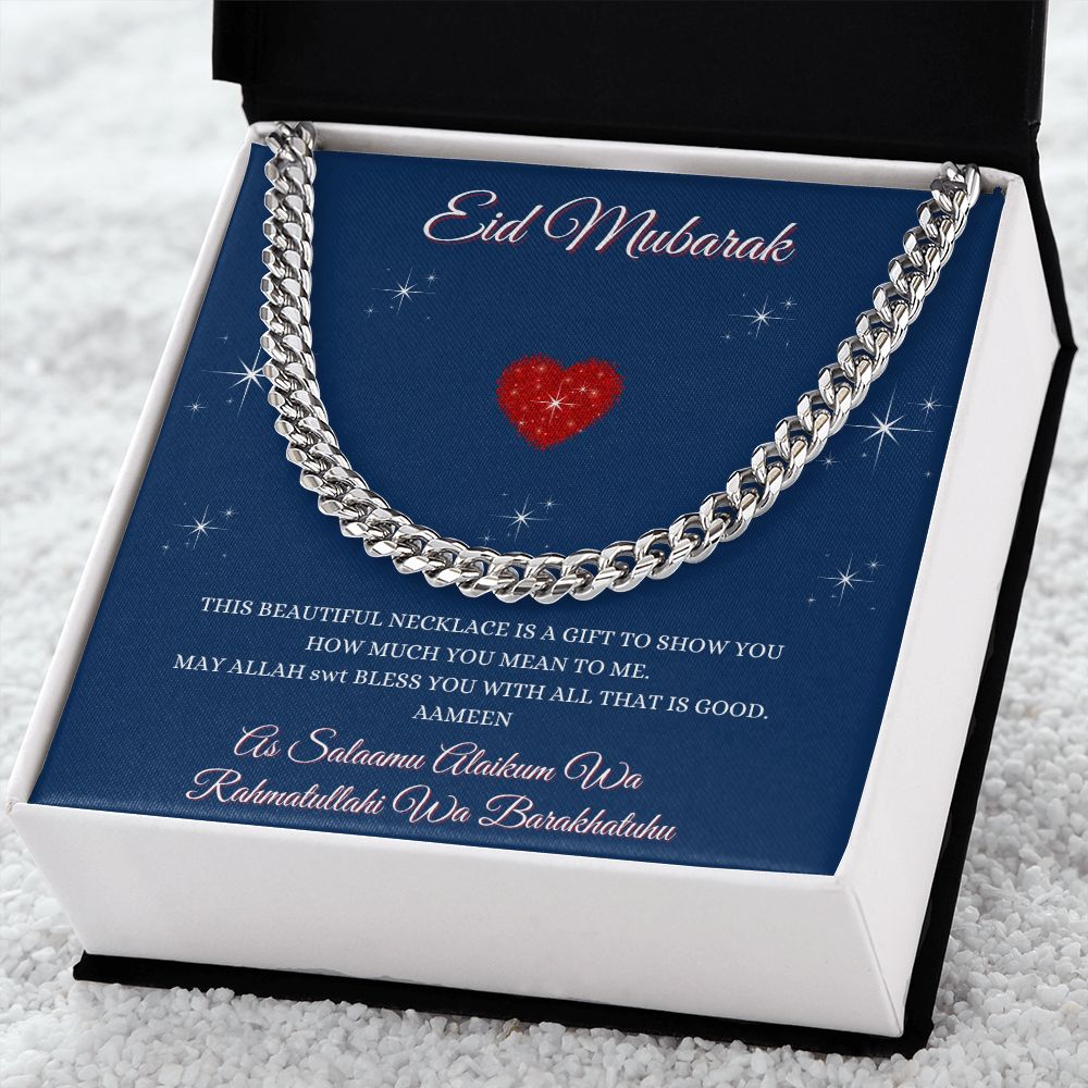 EID MUBARAK - CUBAN LINK CHAIN - LIGHT BOX IMAGE - BLUE