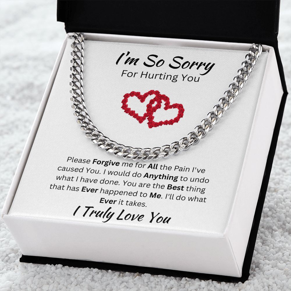 I'M SO SORRY - CUBAN LINK UNISEX CHAIN - (WHITE)