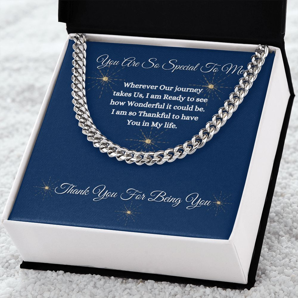 YOU ARE SO SPECIAL TO ME - UNISEX - CUBAN LINK CHAIN - (BLUE)