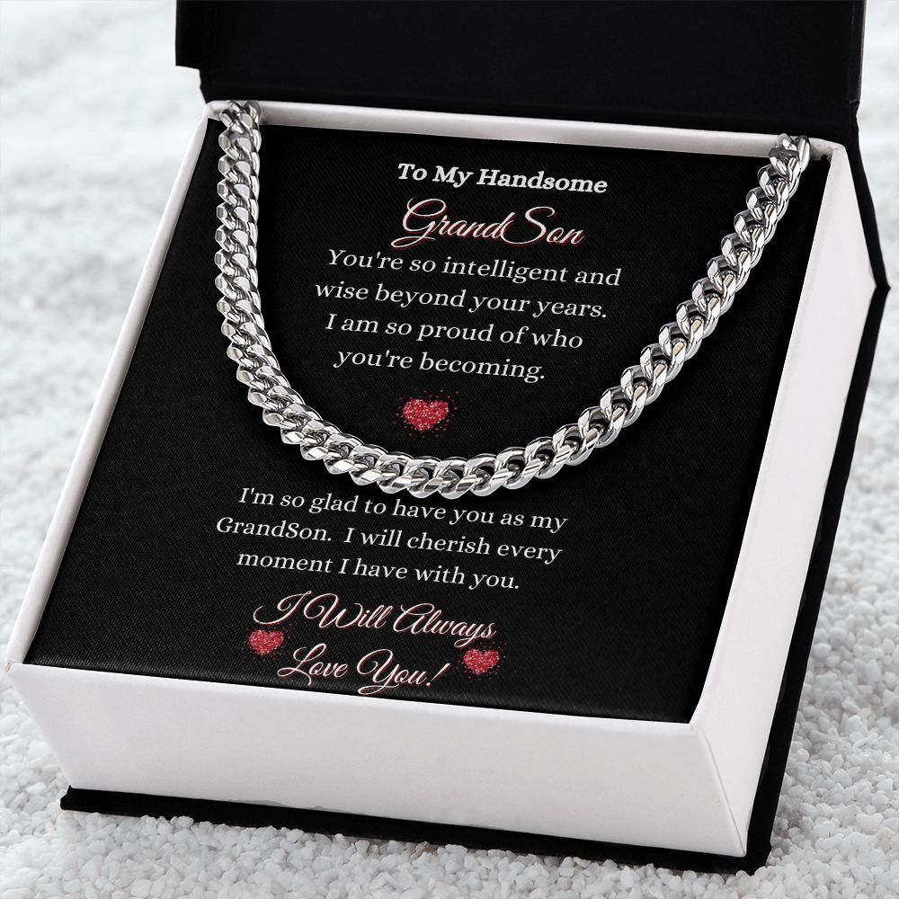 GRANDSON- CUBAN LINK CHAIN UNISEX NECKLACE - (BLK)