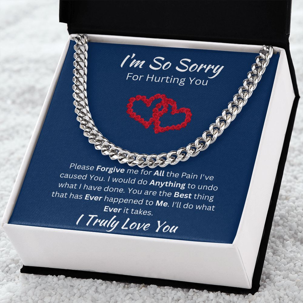 I'M SO SORRY - CUBAN LINK UNISEX CHAIN - (BLUE)