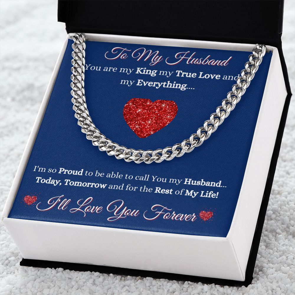 HUSBAND - TO MY HUSBAND - CUBAN LINK CHAIN - (BLUE)