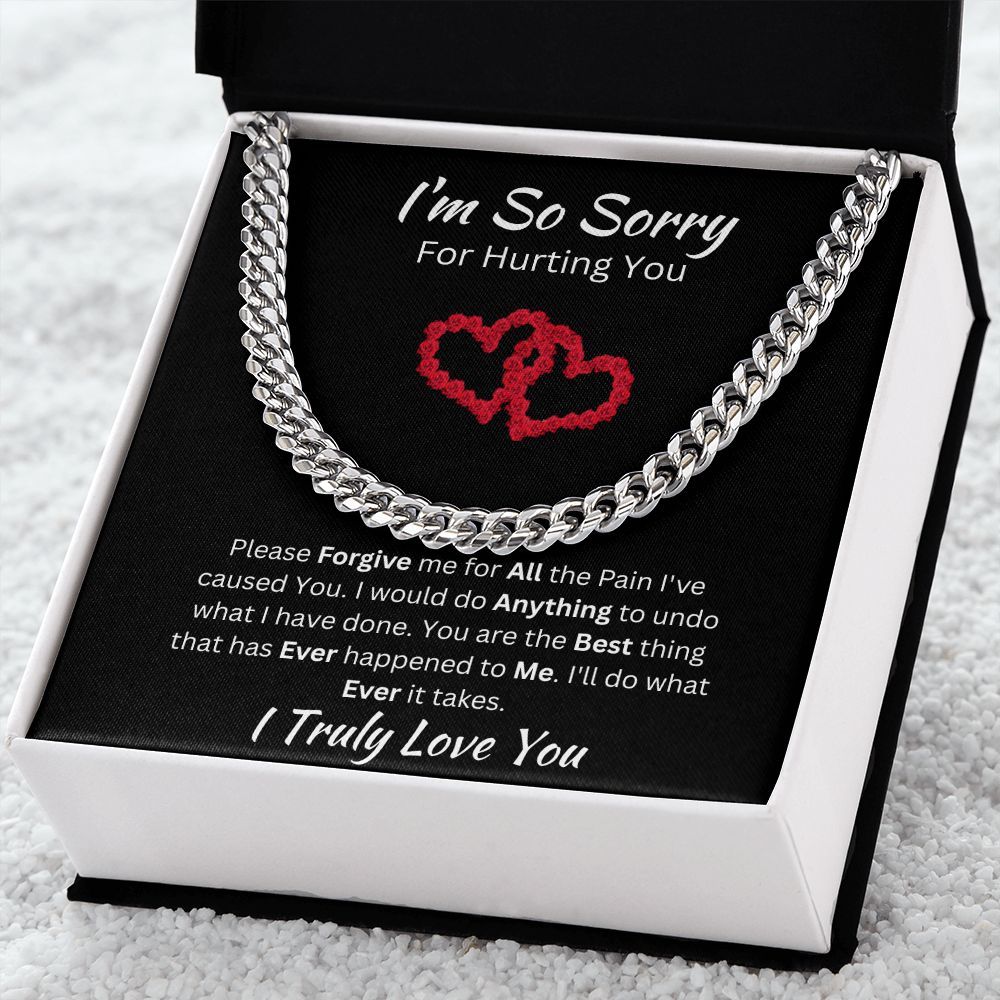 I'M SO SORRY - CUBAN LINK UNISEX CHAIN - (BLK)