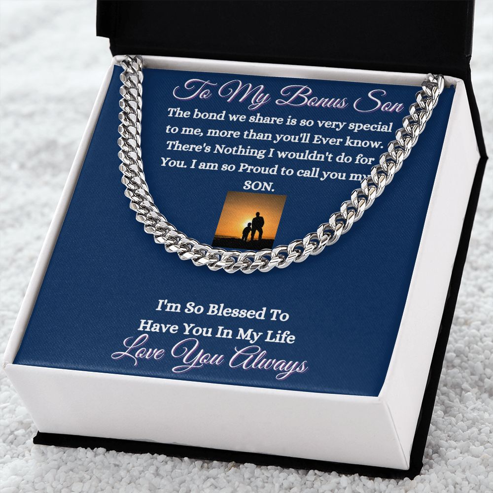 BONUS SON - CUBAN LINK CHAIN - (BLUE)