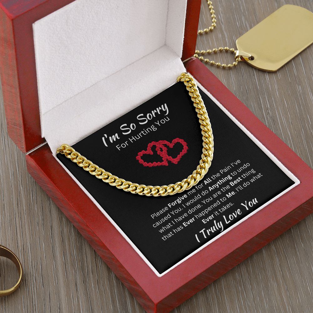 I'M SO SORRY - CUBAN LINK UNISEX CHAIN - (BLK)