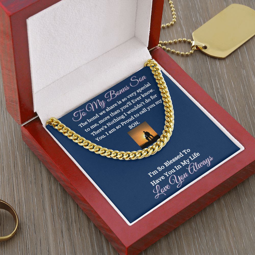 BONUS SON - CUBAN LINK CHAIN - (BLUE)