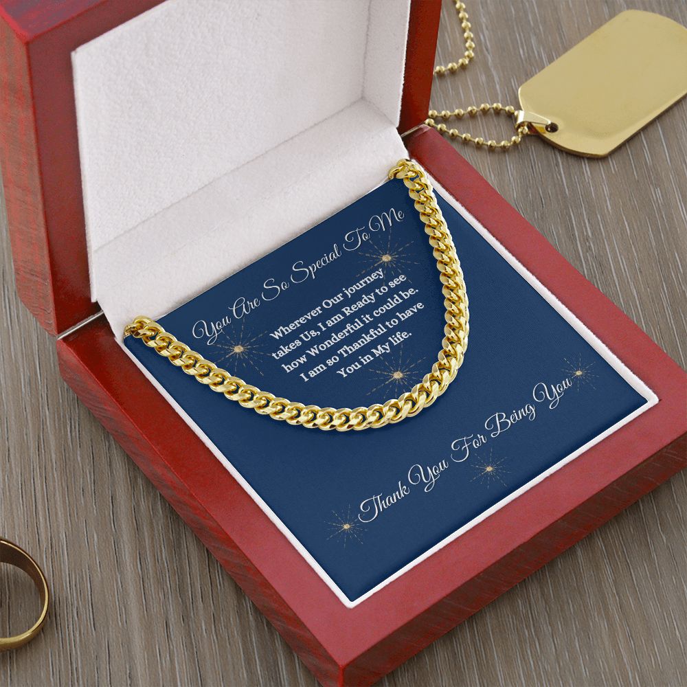 YOU ARE SO SPECIAL TO ME - UNISEX - CUBAN LINK CHAIN - (BLUE)