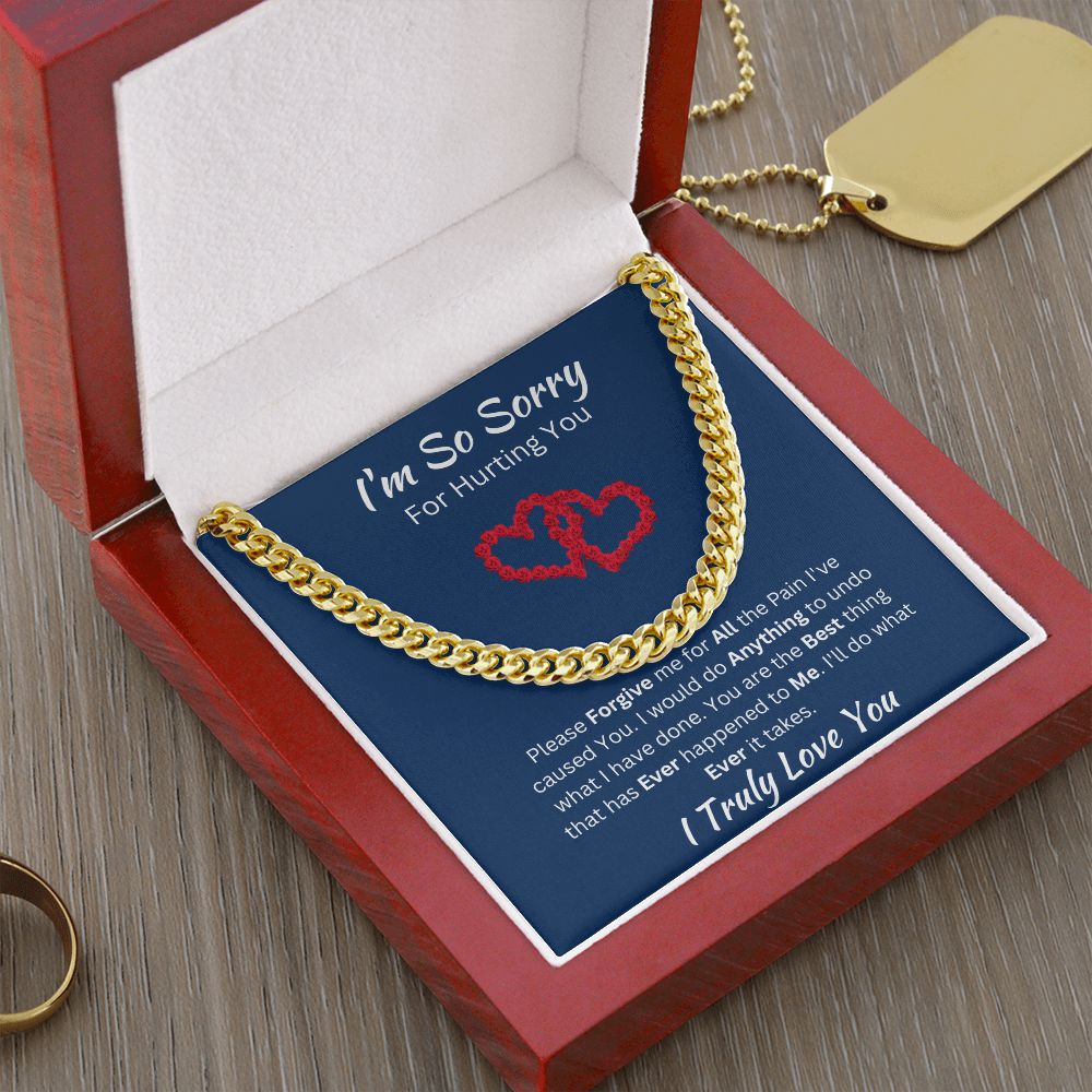 I'M SO SORRY - CUBAN LINK UNISEX CHAIN - (BLUE)
