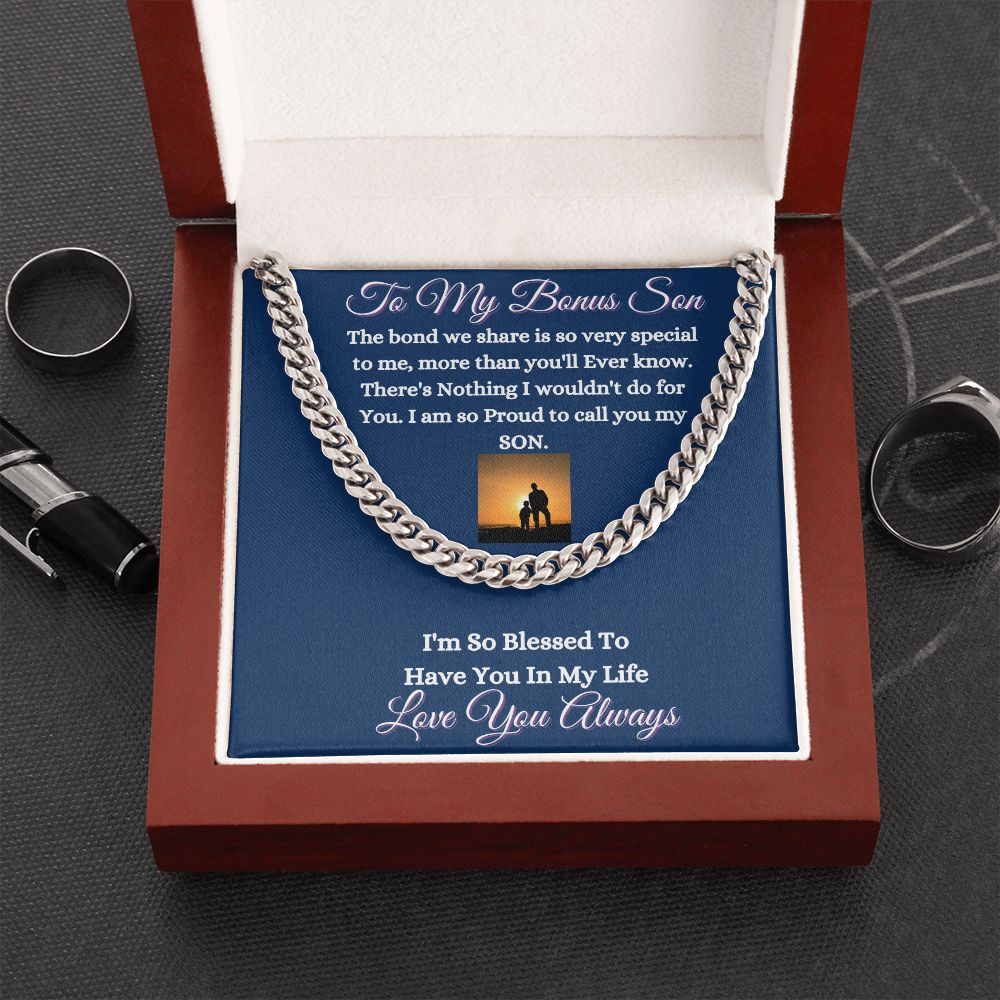 BONUS SON - CUBAN LINK CHAIN - (BLUE)