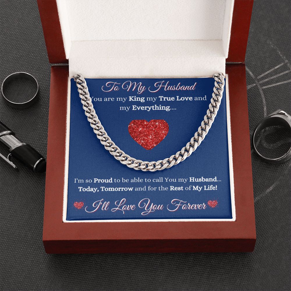 HUSBAND - TO MY HUSBAND - CUBAN LINK CHAIN - (BLUE)