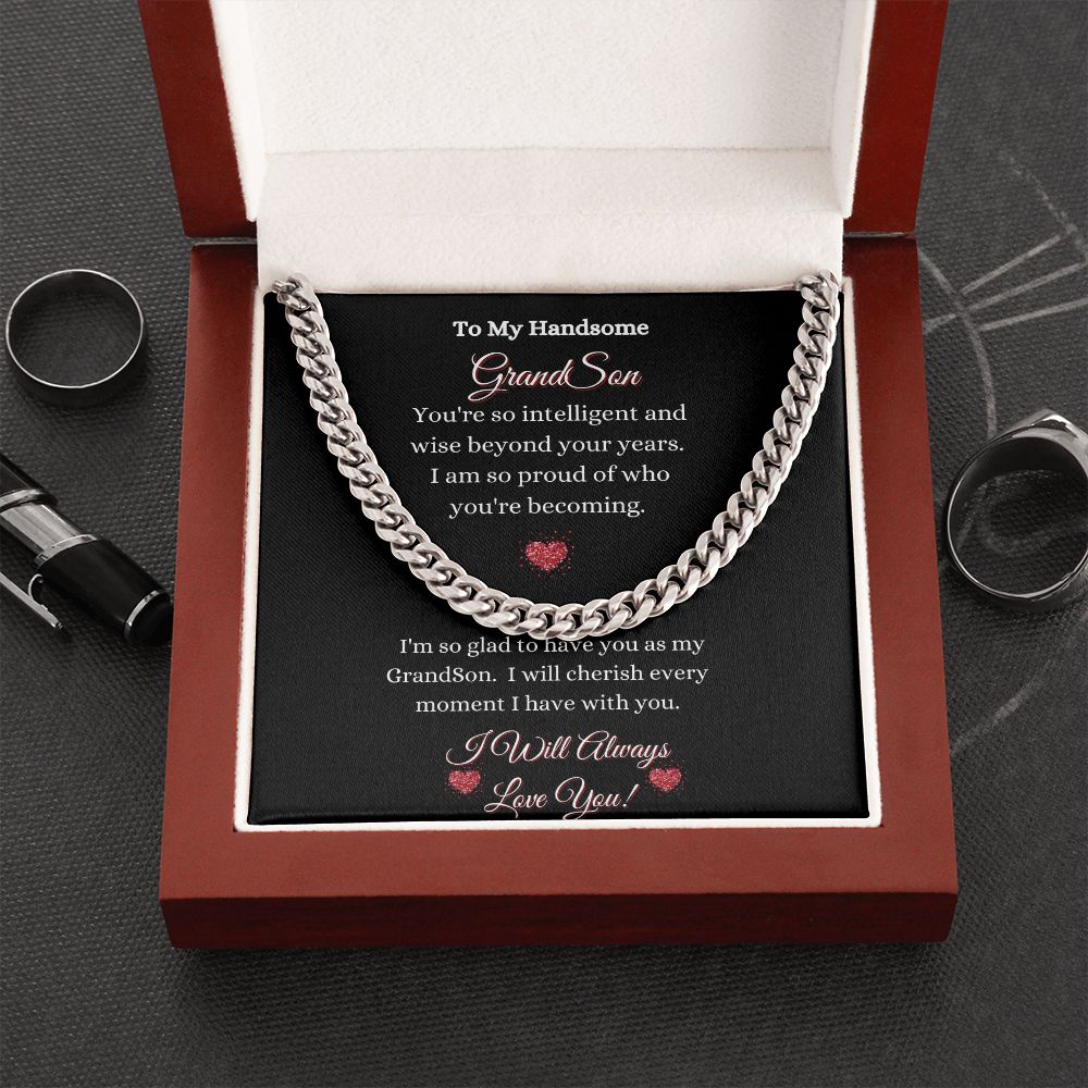GRANDSON- CUBAN LINK CHAIN UNISEX NECKLACE - (BLK)