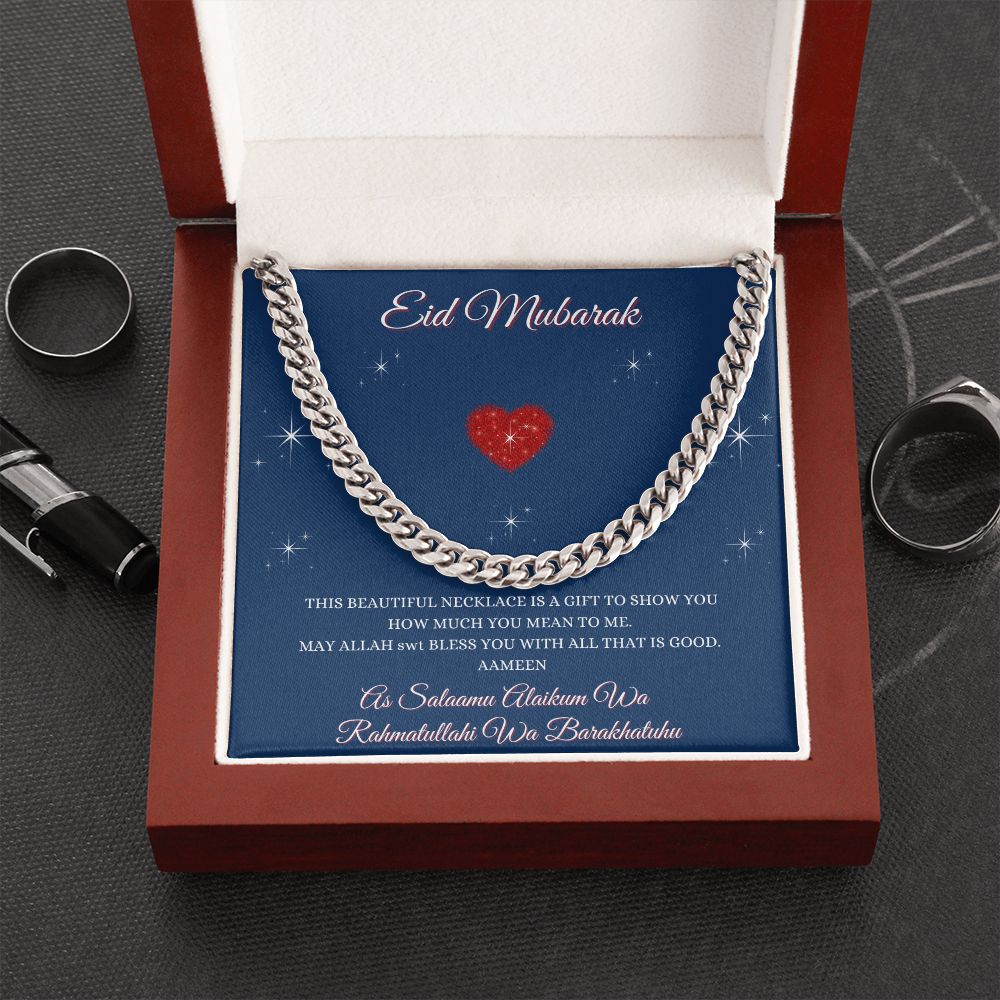 EID MUBARAK - CUBAN LINK CHAIN - LIGHT BOX IMAGE - BLUE